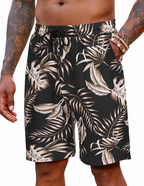 COOFANDY Men's Hawaiian Beach Shorts Elastic Waist Drawstring Lightweight Summer Casual Shorts with Pocket