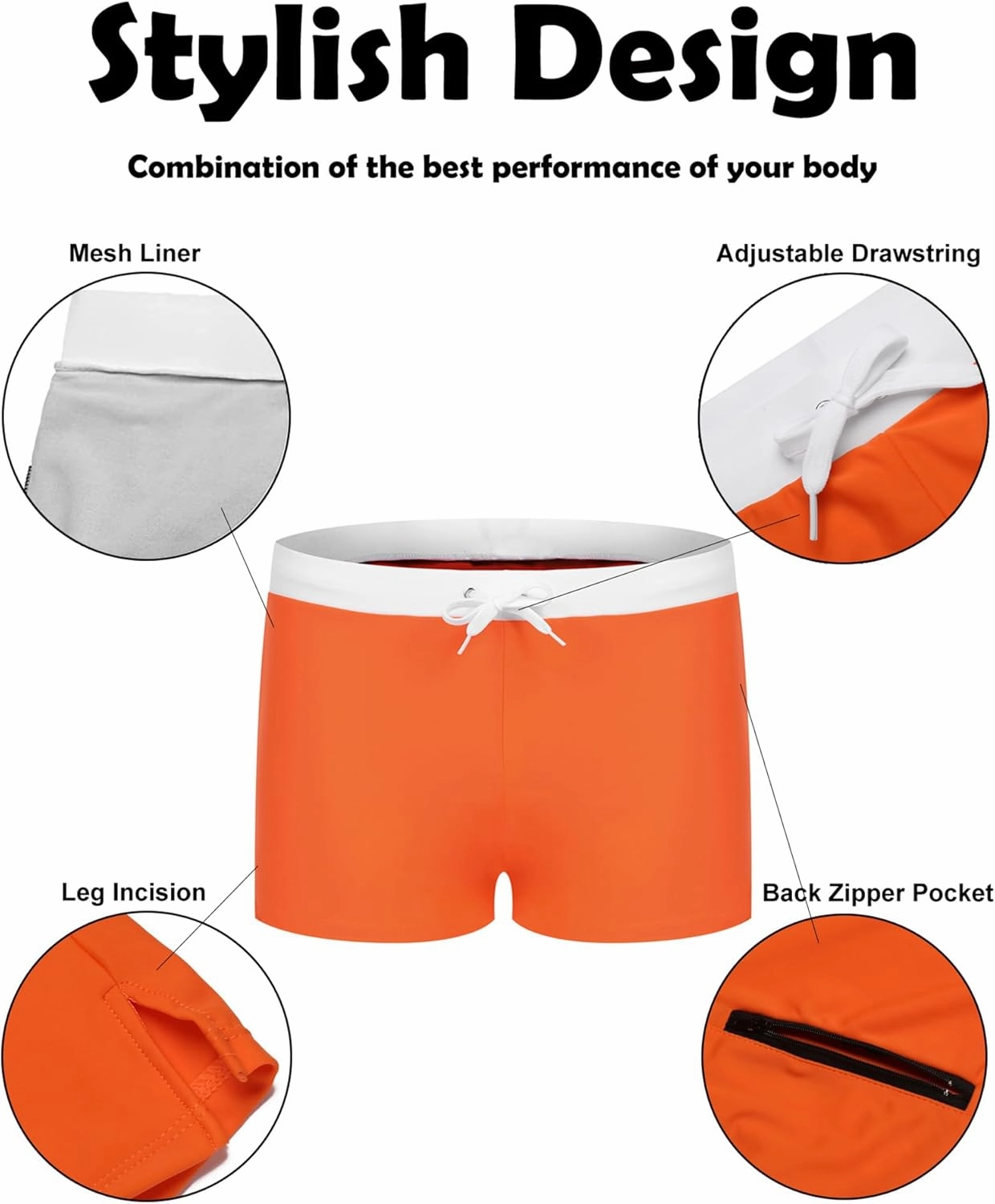 COOFANDY Men's Square Leg Swim Briefs Tight Swim Trunks Swimsuit Athletic Bathing Suit Swimwear with Liner