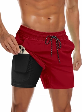COOFANDY Men's Swim Trunks Bathing Suit with Compression Liner Pockets Quick Dry Swimsuit Beach Board Swim Short Swimwear