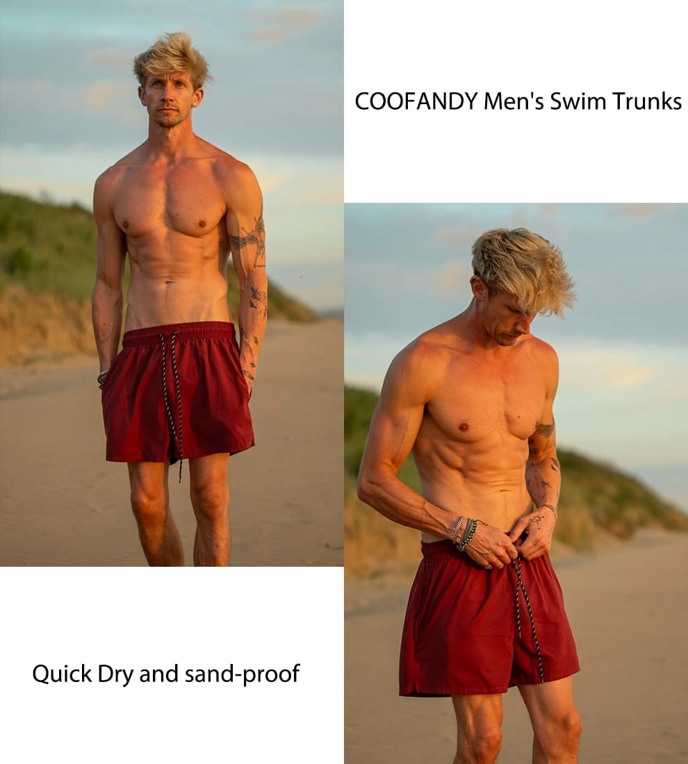 COOFANDY Men's Swim Trunks Bathing Suit with Compression Liner Pockets Quick Dry Swimsuit Beach Board Swim Short Swimwear
