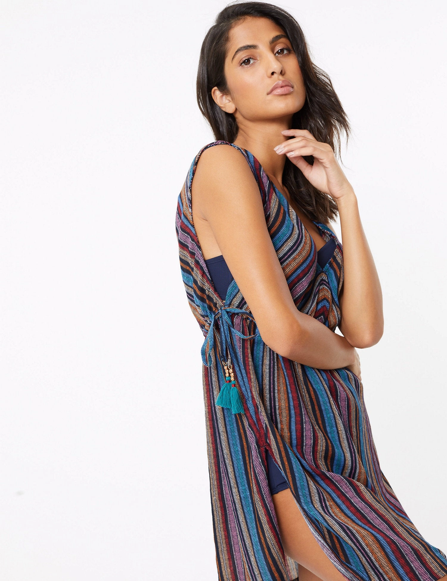 Cotton Striped Mini Beach Dress