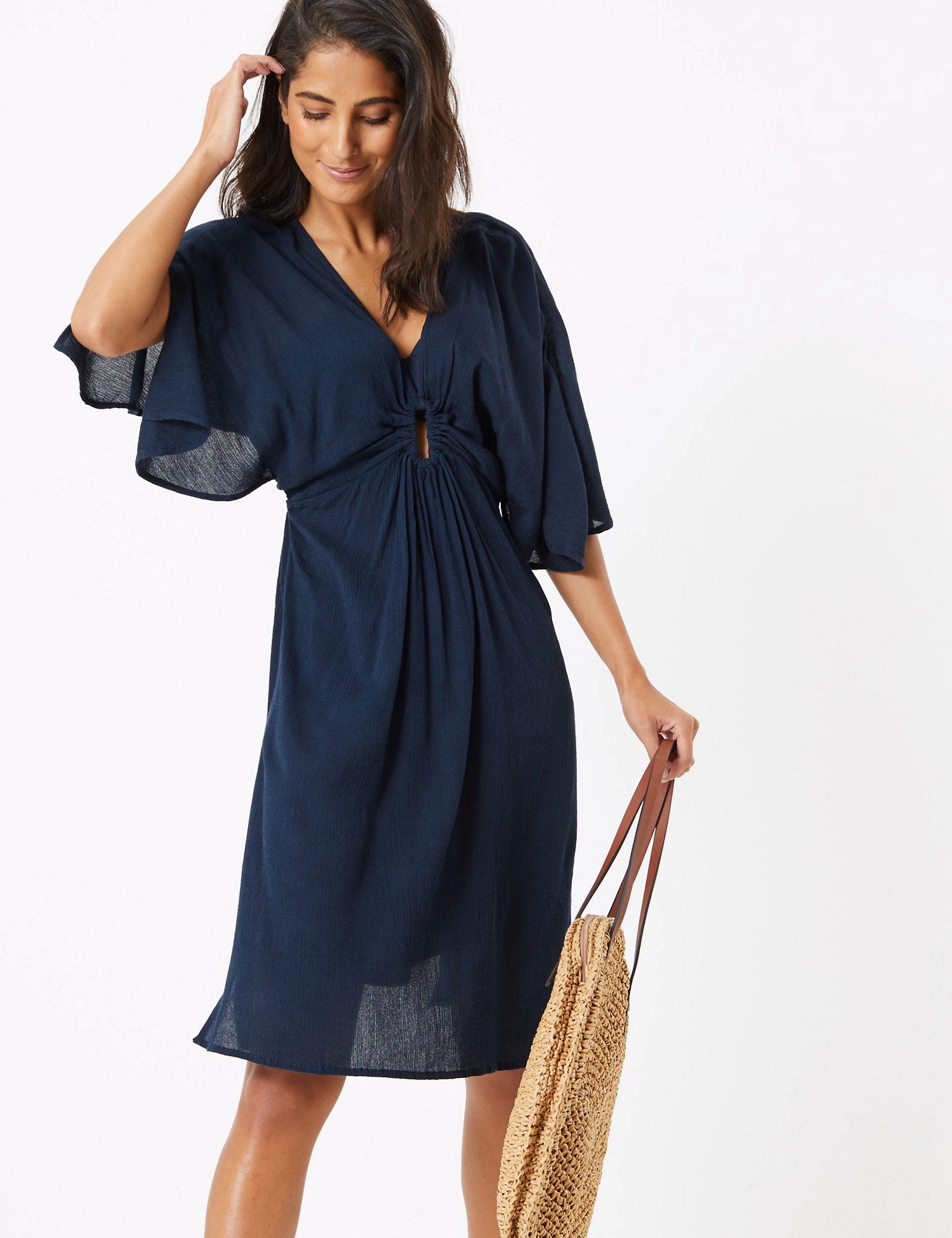 Cotton Woven 3/4 Sleeve Kaftan