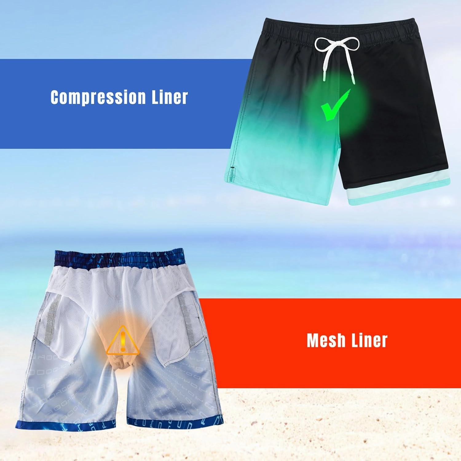 Cozople Mens Swim Trunks 7Inch with Compression Liner Quick Dry Swimsuit Swim Shorts Phone Pocket Swimwear