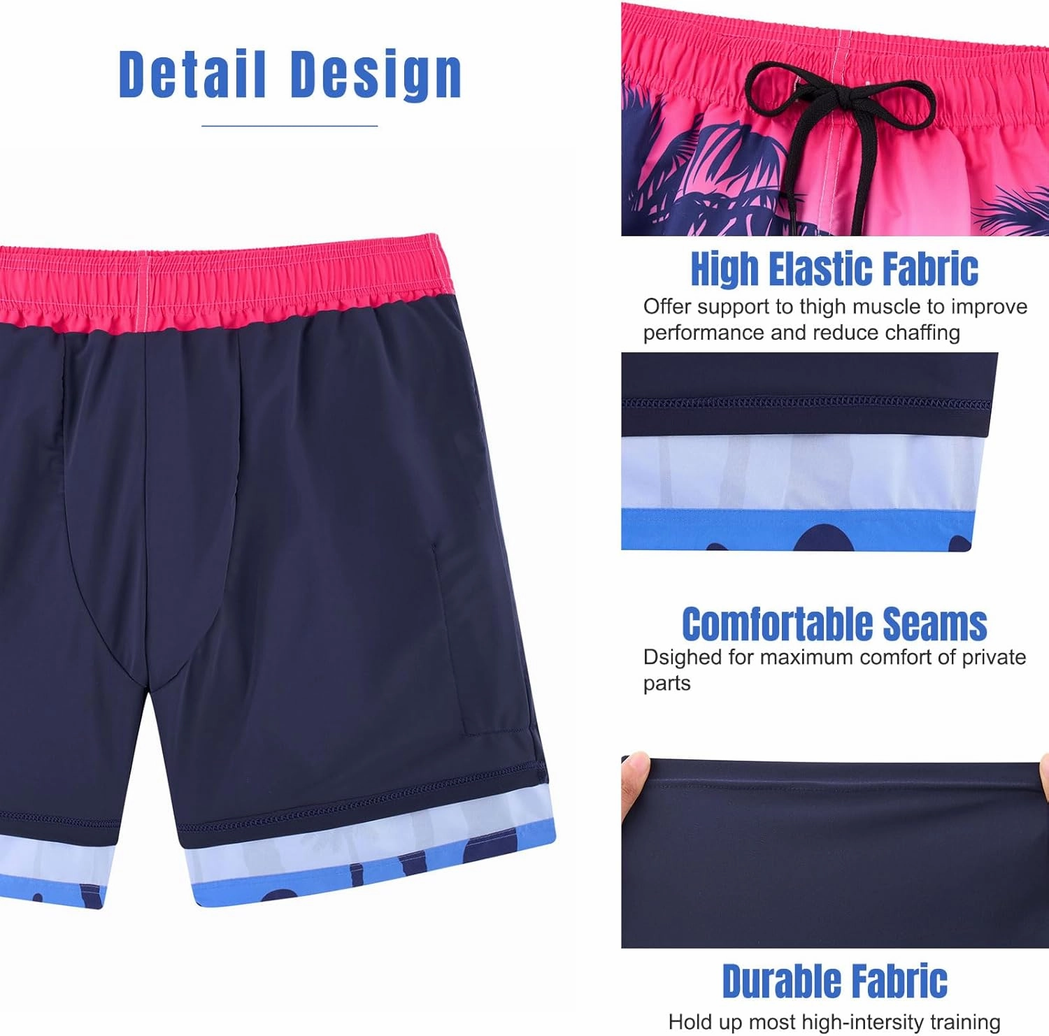 Cozople Mens Swim Trunks 7Inch with Compression Liner Quick Dry Swimsuit Swim Shorts Phone Pocket Swimwear