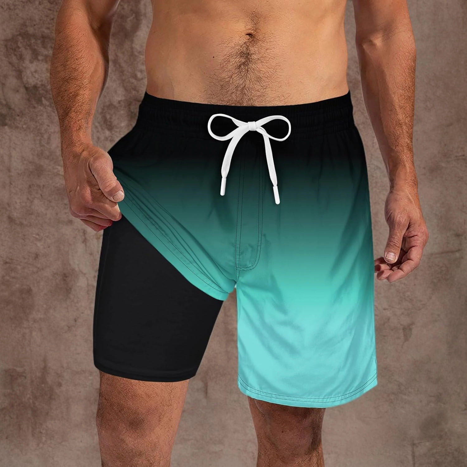 Cozople Mens Swim Trunks 7Inch with Compression Liner Quick Dry Swimsuit Swim Shorts Phone Pocket Swimwear