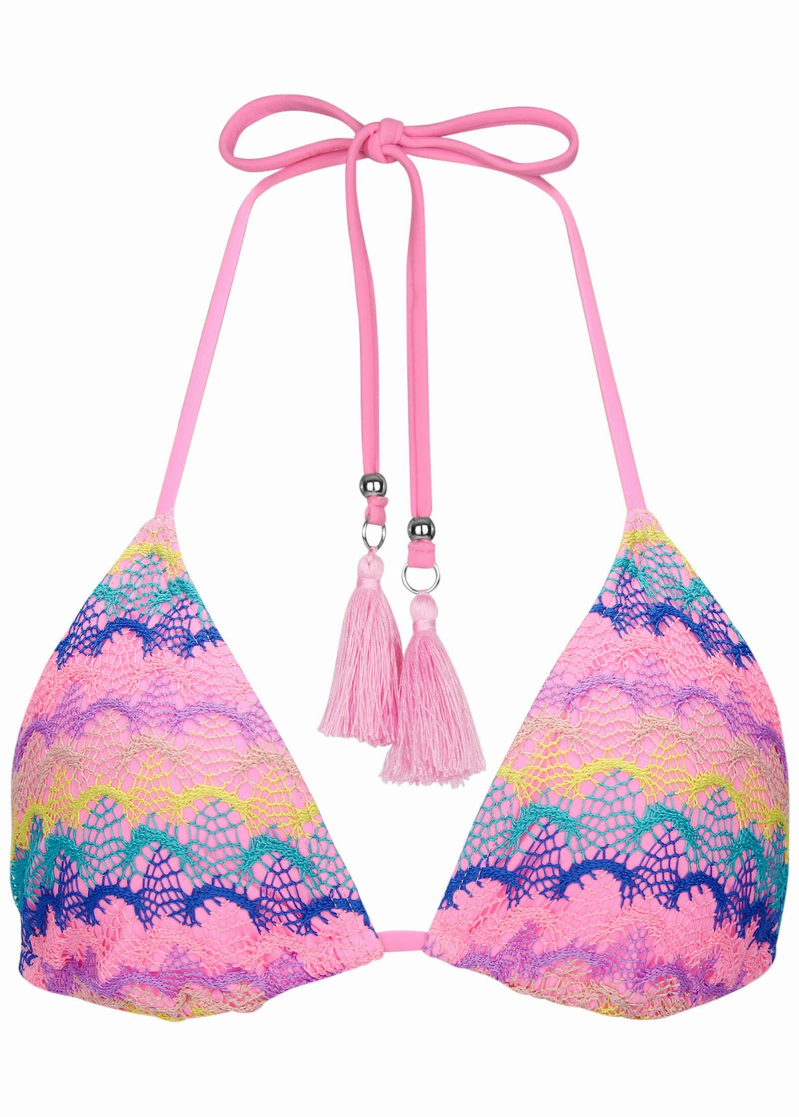 Crochet Bahamas Triangle Top - Pink Multi