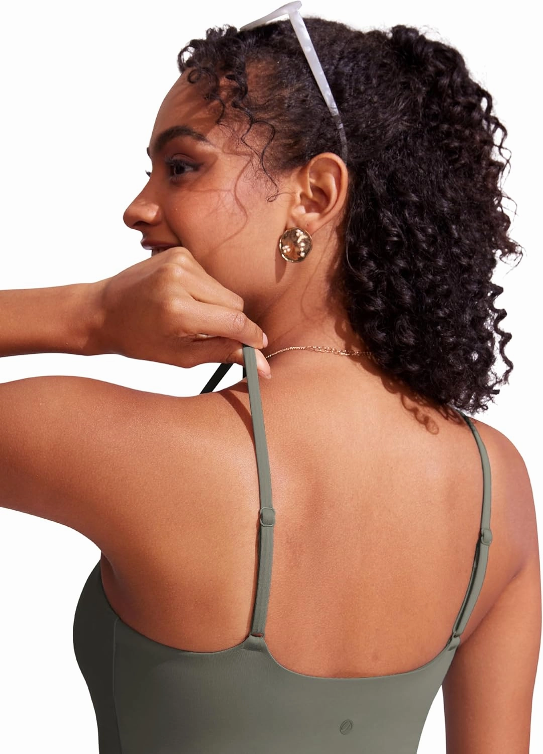 CRZ YOGA Womens Scoop Neck Bikini Tops U Back Longline Swimsuit Adjustable Spaghetti Straps Bathing Suit Crop Tankini