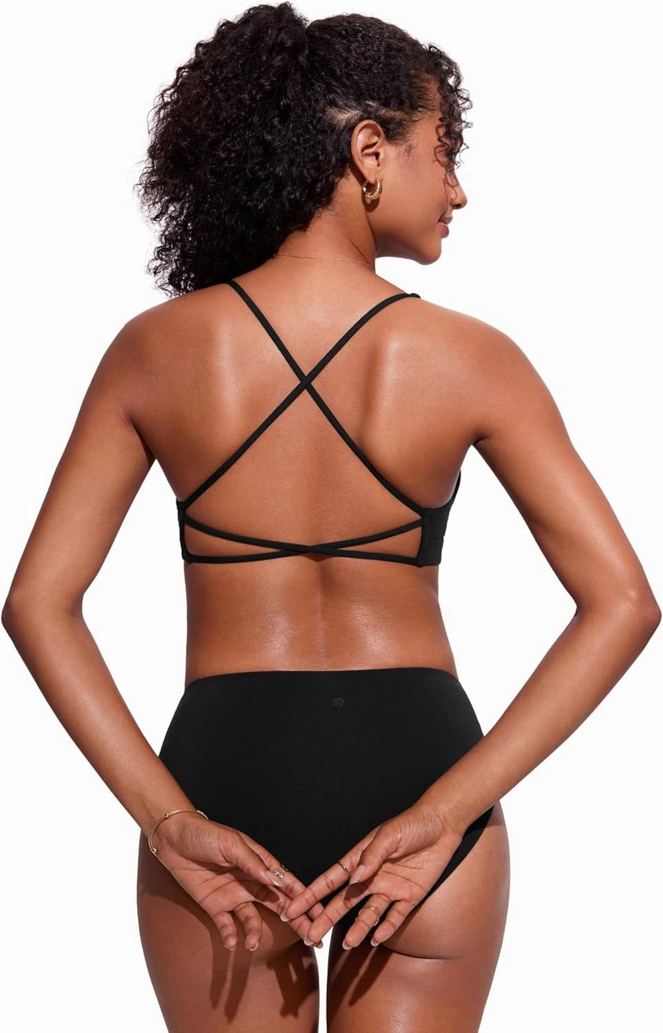 CRZ YOGA Womens V Neck Bikini Tops Criss Cross Back Sexy Swim Bathing Suit Bra Padded