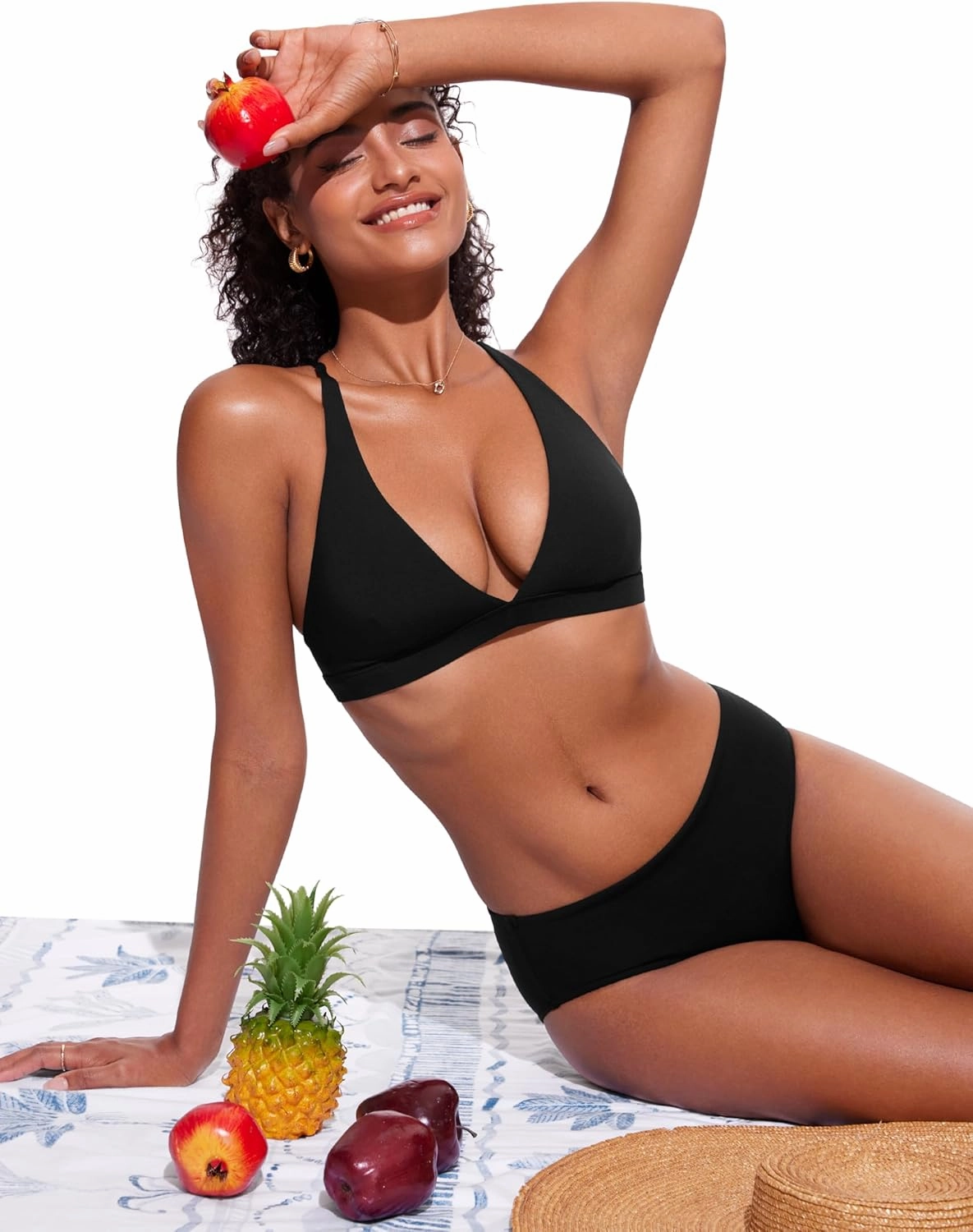 CRZ YOGA Womens V Neck Bikini Tops Criss Cross Back Sexy Swim Bathing Suit Bra Padded