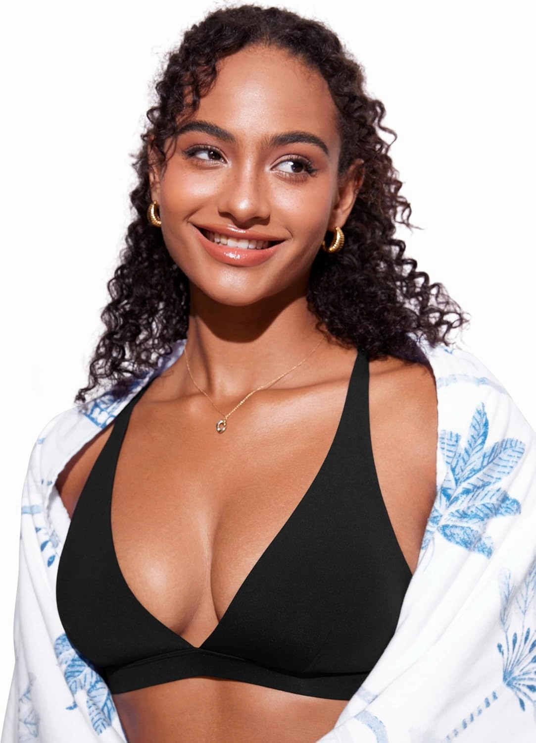 CRZ YOGA Womens V Neck Bikini Tops Criss Cross Back Sexy Swim Bathing Suit Bra Padded