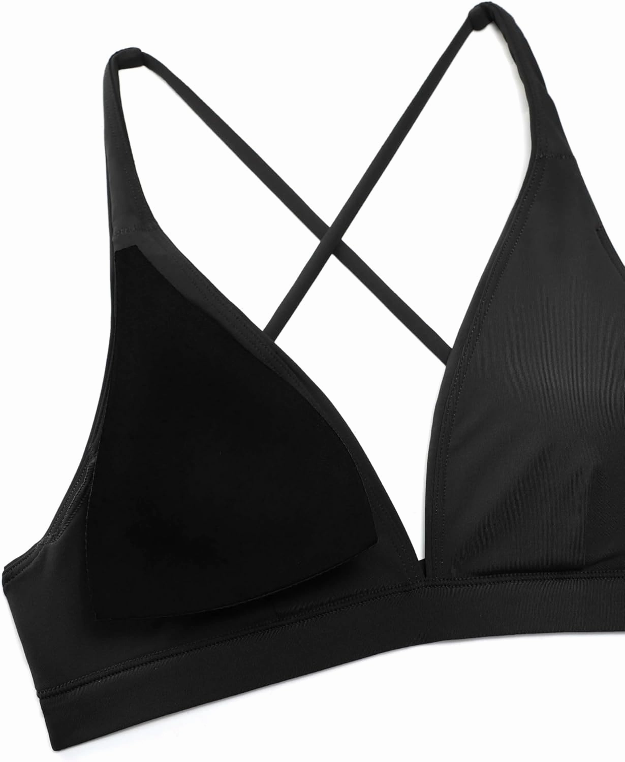 CRZ YOGA Womens V Neck Bikini Tops Criss Cross Back Sexy Swim Bathing Suit Bra Padded