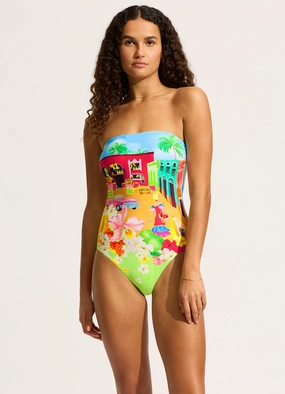 Cuba Bandeau One Piece - Turquoise
