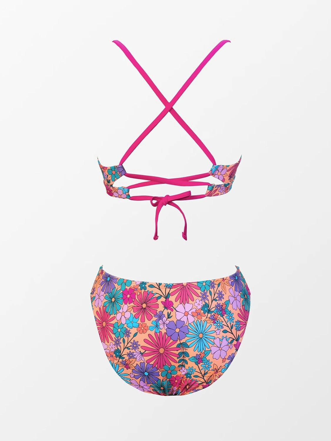 CUPSHE Bikini Set for Women Two Piece Swimsuits V Neck Low Rise Crisscross Back Self Tie Spaghetti Straps