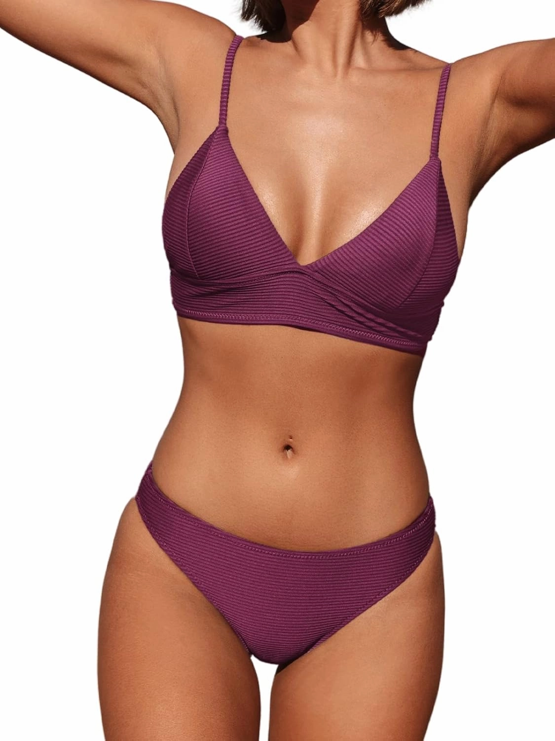 CUPSHE Women Bikini Set Solid Color Sexy Triangle Two Piece Swimsuit