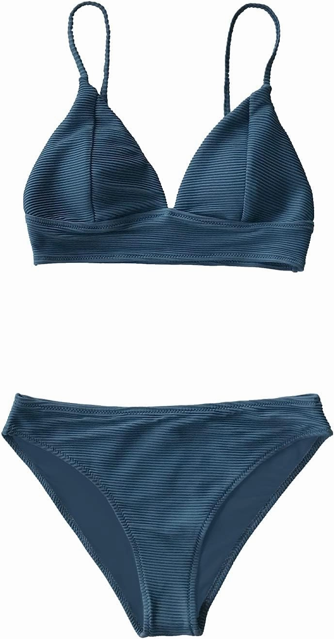 CUPSHE Women Bikini Set Solid Color Sexy Triangle Two Piece Swimsuit