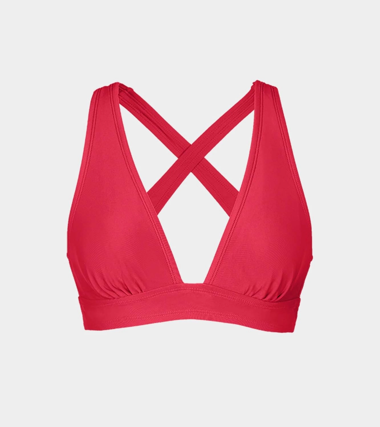 CUPSHE Women's Bikini Top V Neck Triangle Top Wide Straps Cross Back Lace up
