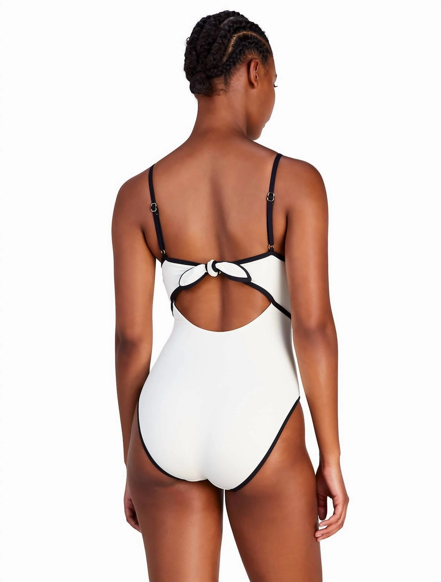 Cut Out One Piece Swimsuit In Contrast Solids