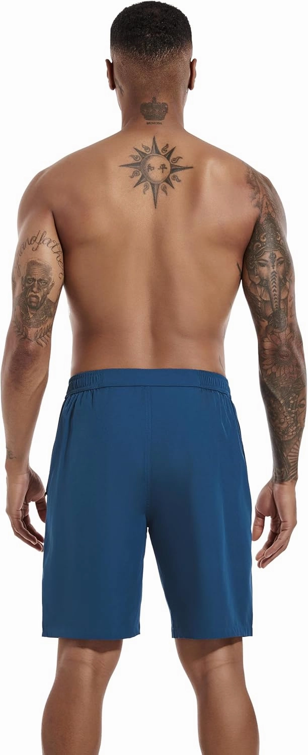 difficort Mens Swim Trunks with Compression Liner 9" Zipper Fly Bathing Suits Quick Dry Swimming Shorts with Zipper Pockets