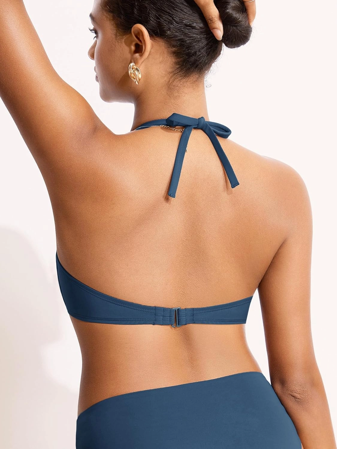 DOBREVA Women's Underwire Bandeau Bikini Top Sexy Strapless Bathing Suit Tops Halter Swimwear - Bra Sizes
