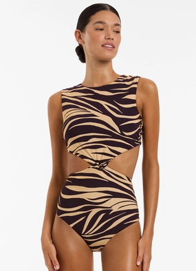 Fine Lines Twist Tank One Piece - Port