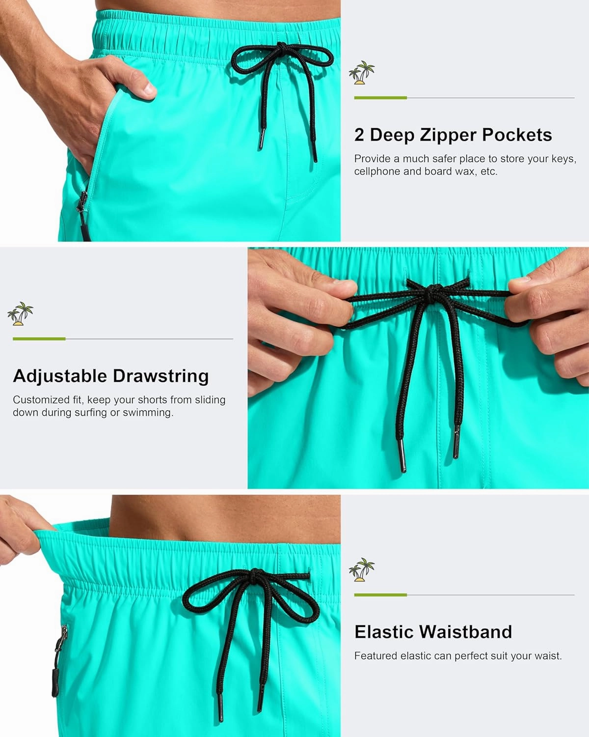 G Gradual Men's Swim Trunks 9" Quick Dry Swimming Board Shorts with Zipper Pockets Swimwear Bathing Suit for Men No Liner