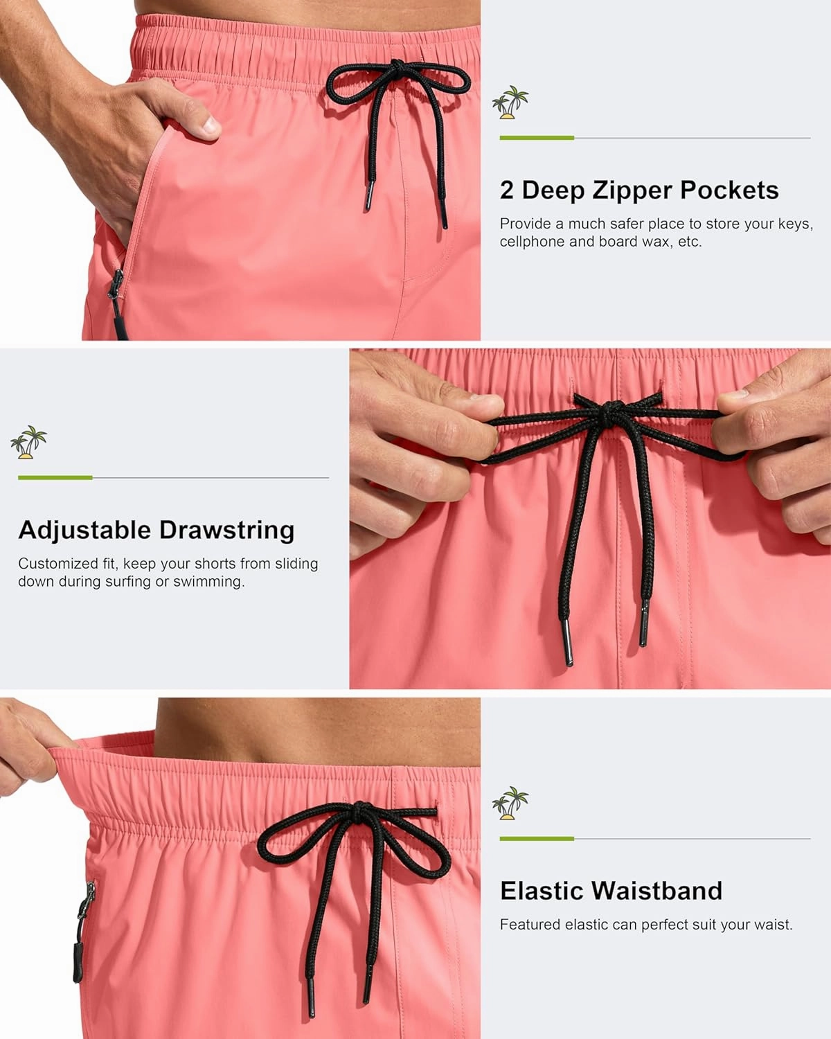 G Gradual Men's Swim Trunks 9" Quick Dry Swimming Board Shorts with Zipper Pockets Swimwear Bathing Suit for Men No Liner