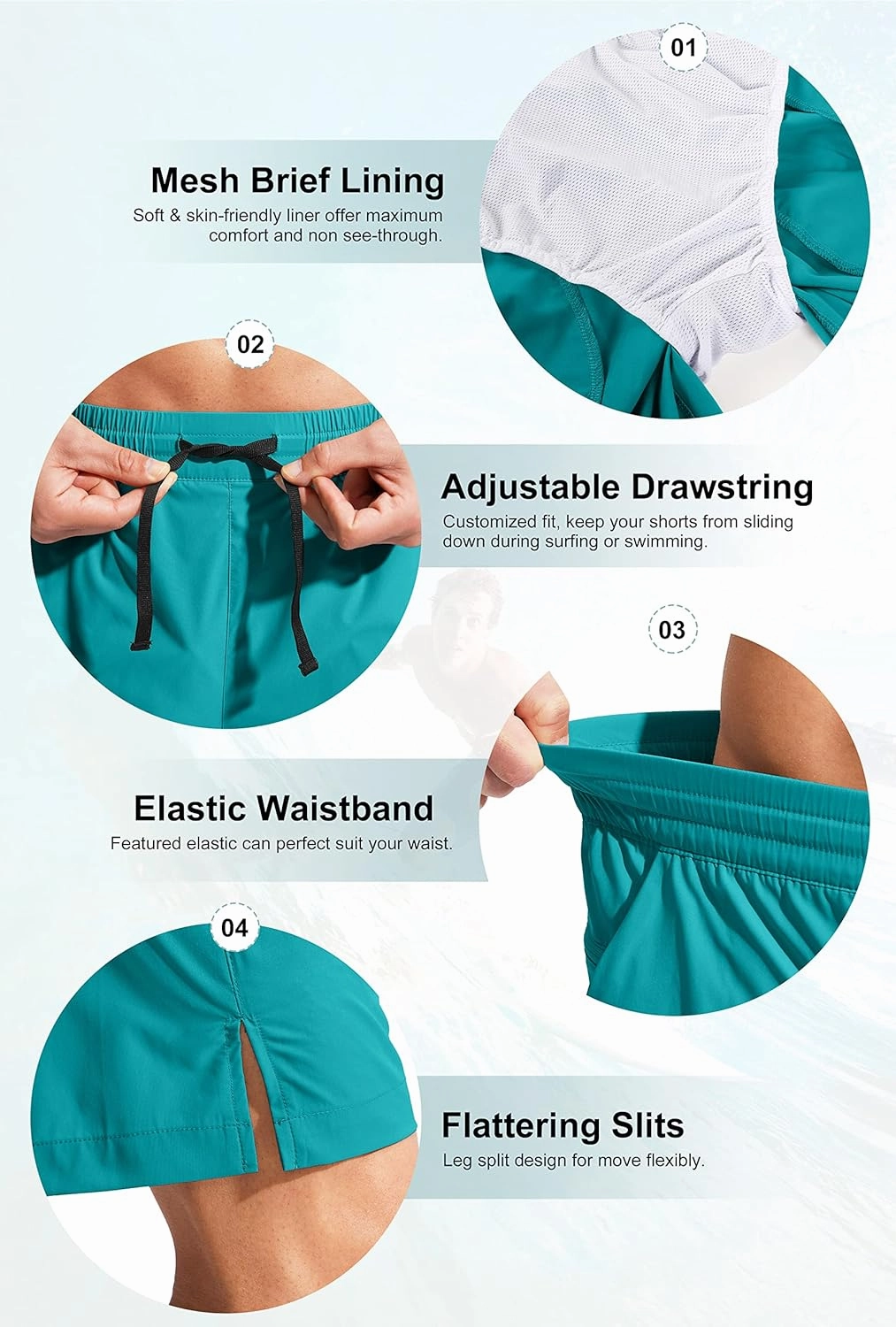G Gradual Men's Swim Trunks Quick Dry Bathing Suit Beach Board Shorts for Men with Zipper Pockets and Mesh Lining