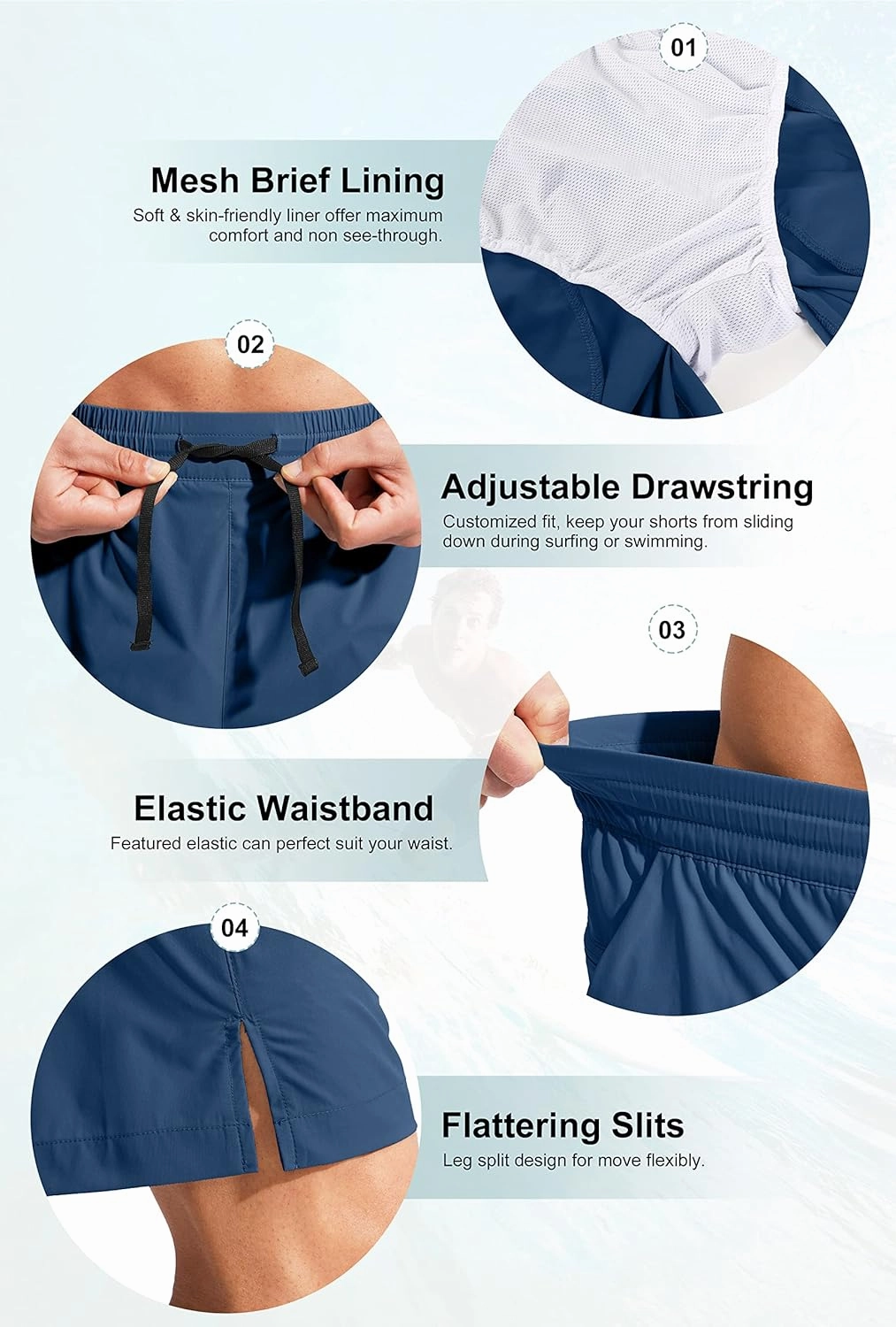 G Gradual Men's Swim Trunks Quick Dry Bathing Suit Beach Board Shorts for Men with Zipper Pockets and Mesh Lining
