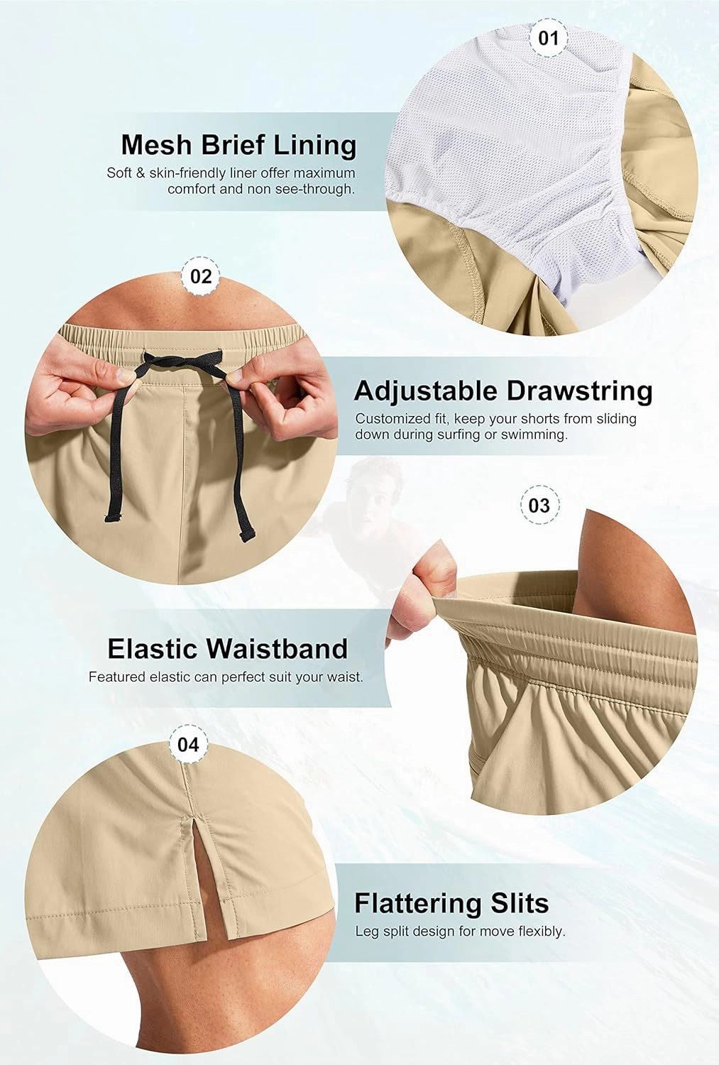 G Gradual Men's Swim Trunks Quick Dry Bathing Suit Beach Board Shorts for Men with Zipper Pockets and Mesh Lining