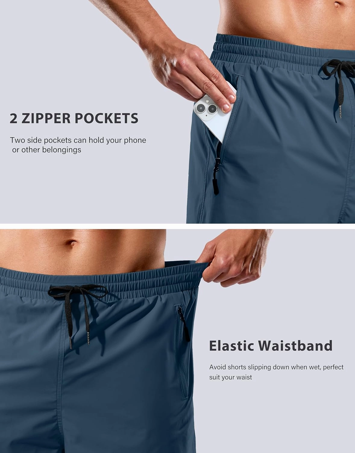 G Gradual Mens Swim Trunks with Compression Liner 7" Quick Dry Board Shorts Swimsuit Bathing Suit for Men with Zipper Pockets