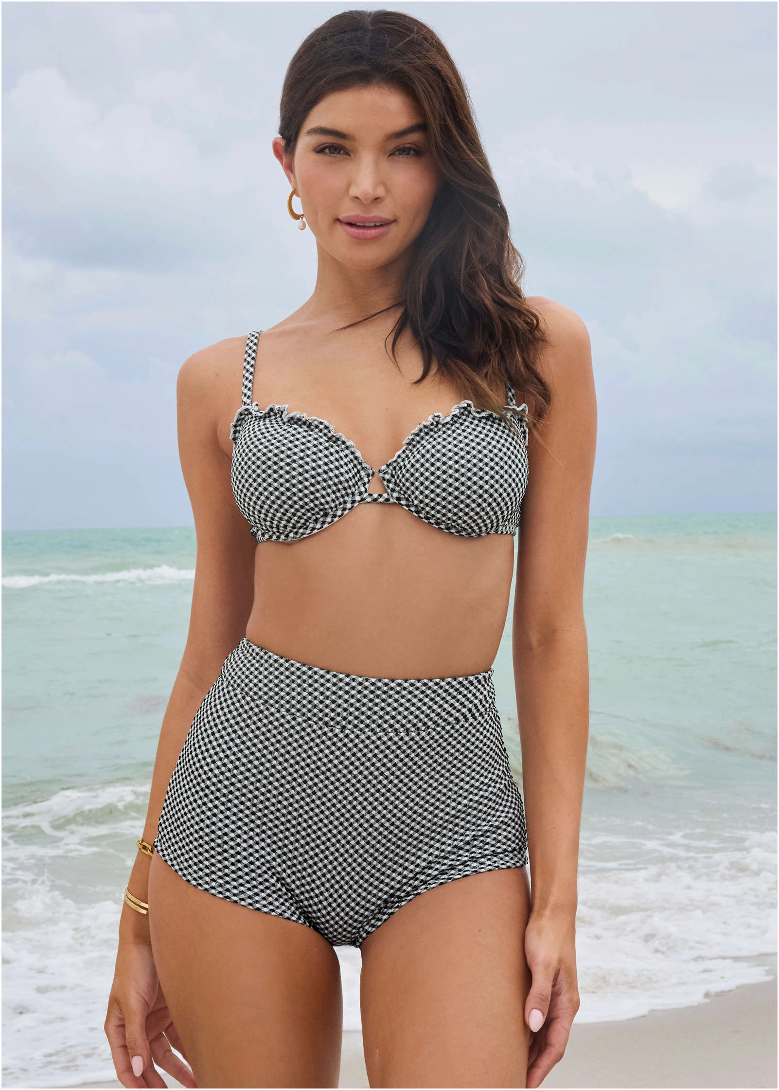 Gingham Bermuda Underwire Top - Black & White