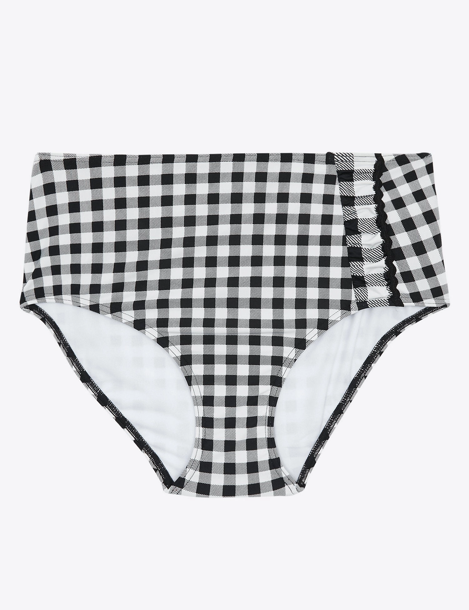 Gingham Ruffle High Waisted Bikini Bottoms