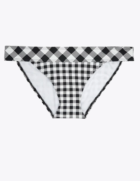 Gingham Tanga Bikini Bottoms