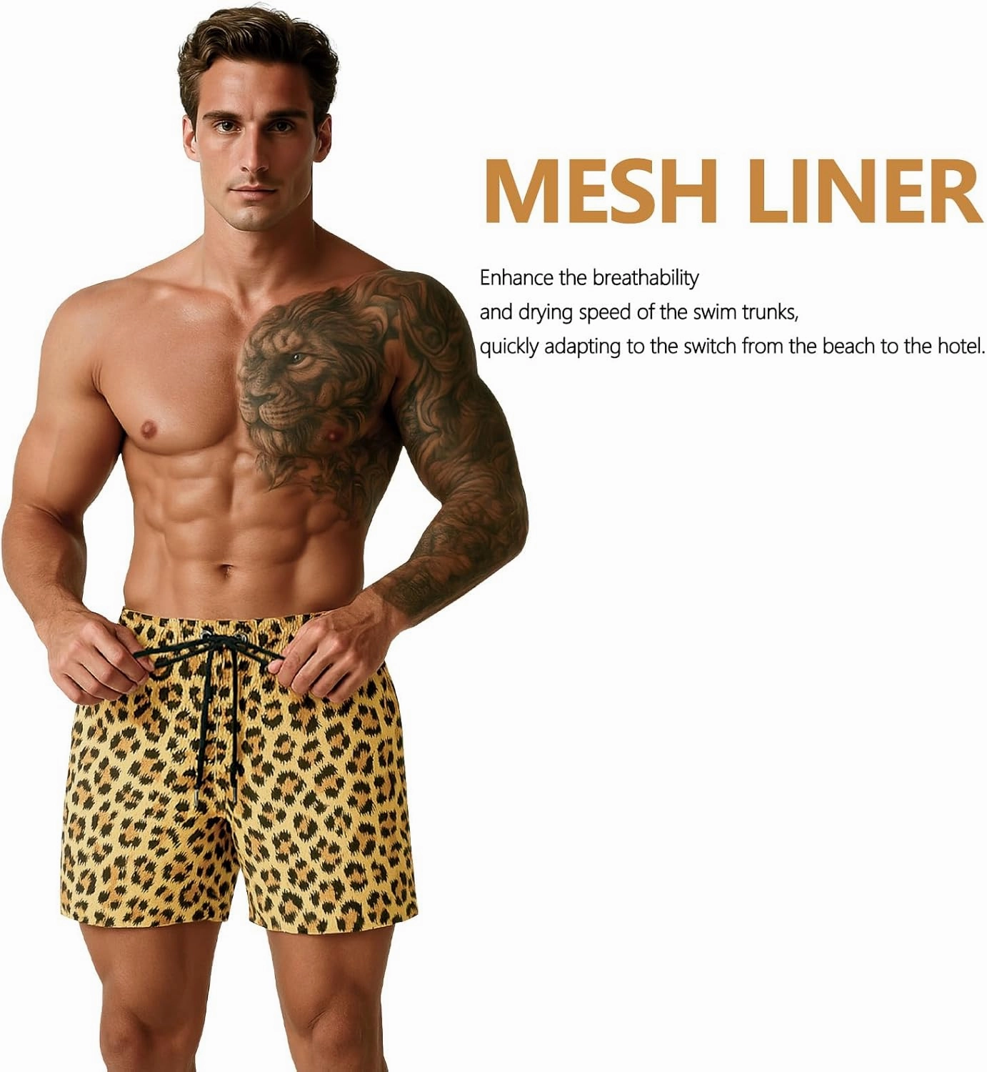 GINGTTO Men's Beach Shorts Bathing Suits with Mesh Lining