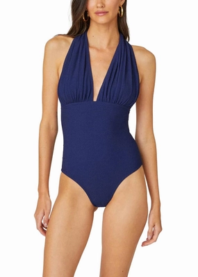 Halter One Piece Swimsuit In Navy