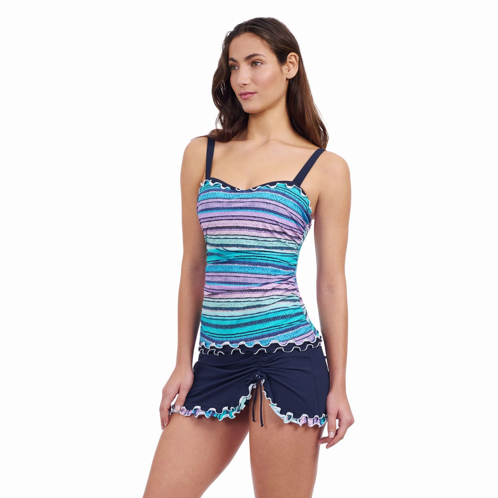 Harmony E Cup Center Ruched Tricolored Tankini