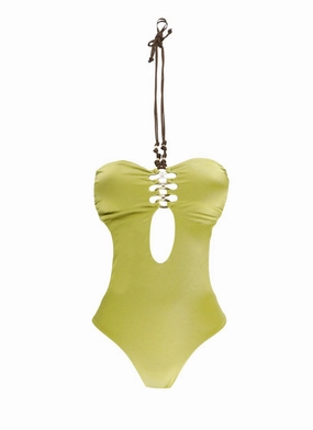 Heart Neckline Green Miss Bikini Swimsuit