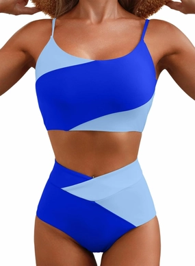 Herseas Women 2 Piece High Waisted Bestselling Bikini Color Block Swimsuit 2025 Summer Beach Bathing Suits