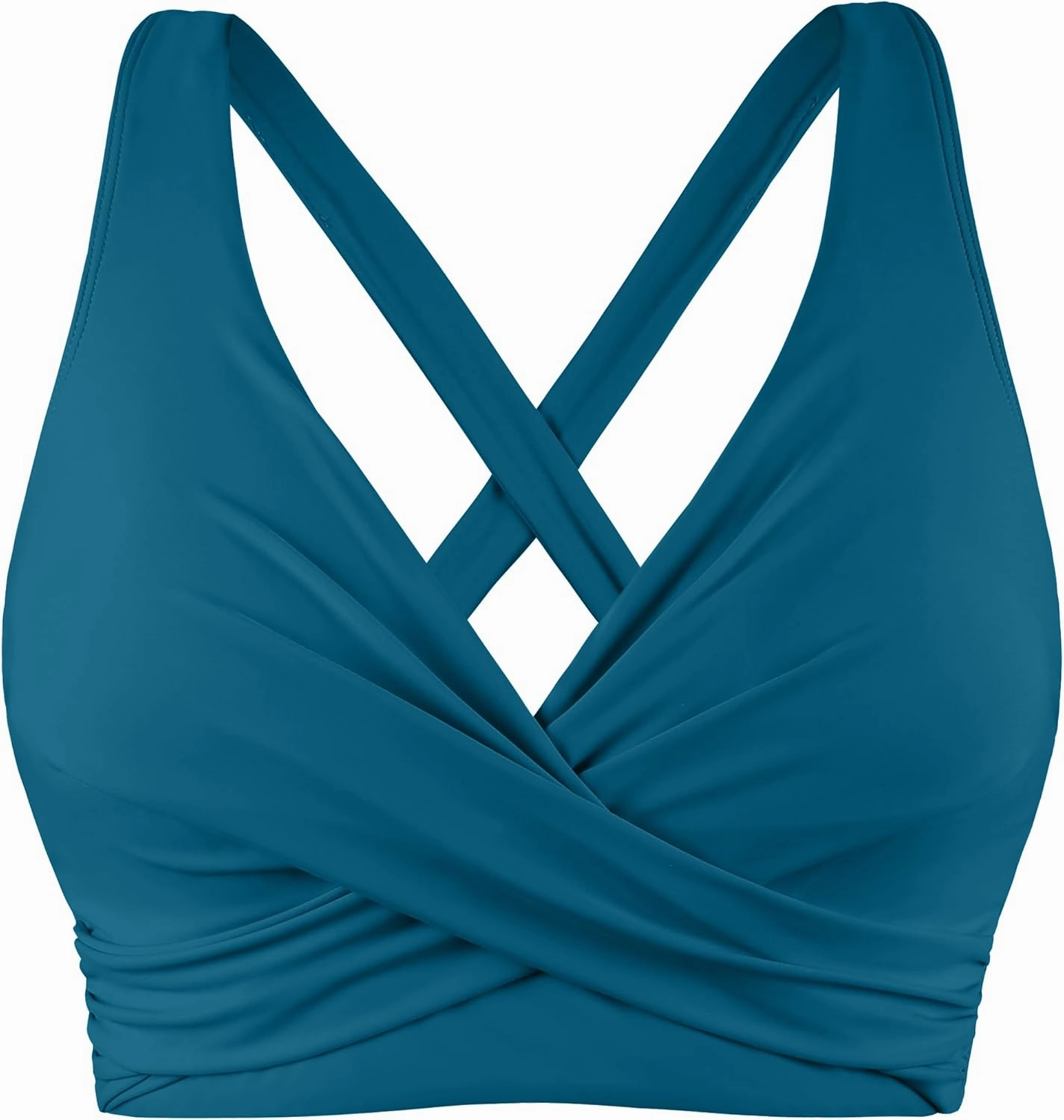 Hilor Women's Underwire Bikini Tops Push Up Criss Cross Swim Top Swimsuit Sexy V Neck Bikini Bathing Suit Top Only
