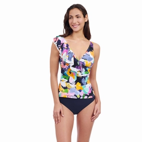 Holi Ruffle V Neck Surplice Tankini