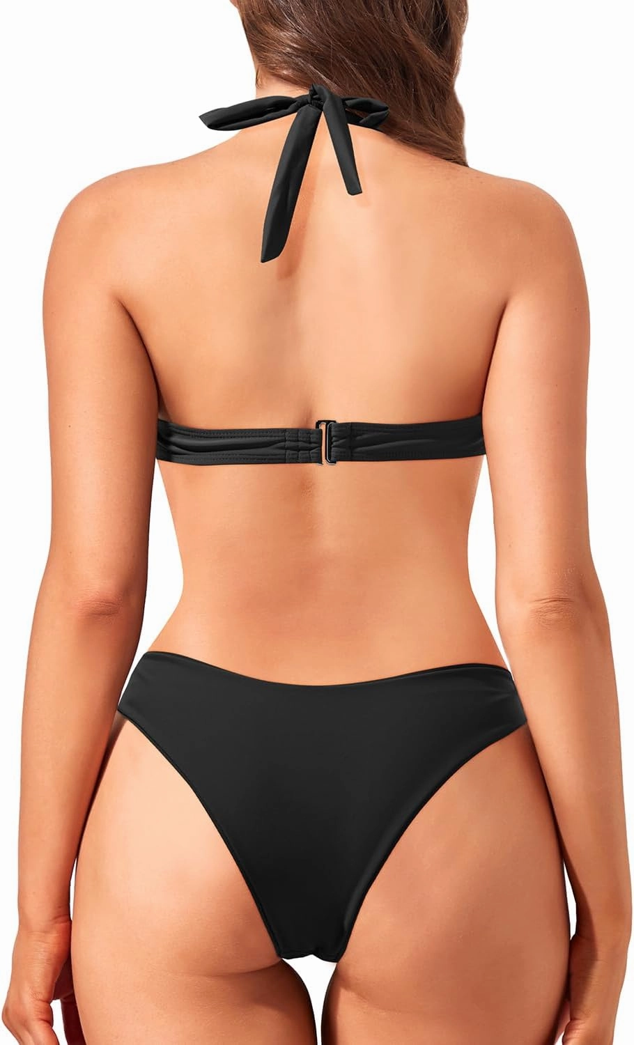 Holipick High Cut Bikini Sets for Women Two Piece Halter Cheeky Swimsuit V Neck Sexy Bathing Suits