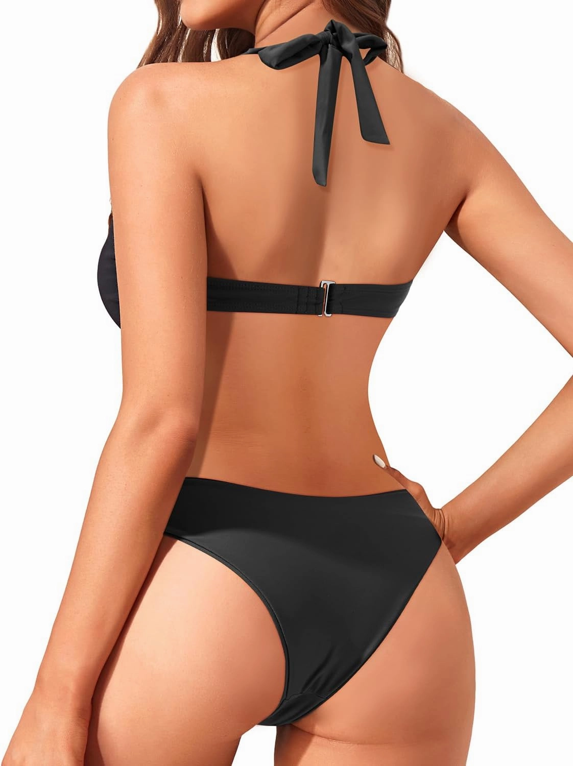 Holipick High Cut Bikini Sets for Women Two Piece Halter Cheeky Swimsuit V Neck Sexy Bathing Suits
