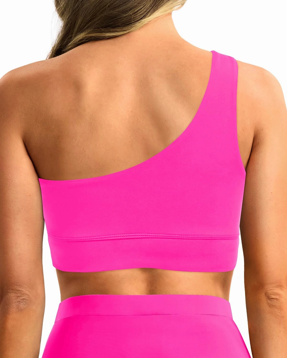 Holipick Women One Shoulder Bikini Tops Only Bathing Suit Top Sports Bra Swim Tops Longline Crop Top for Teen Girls