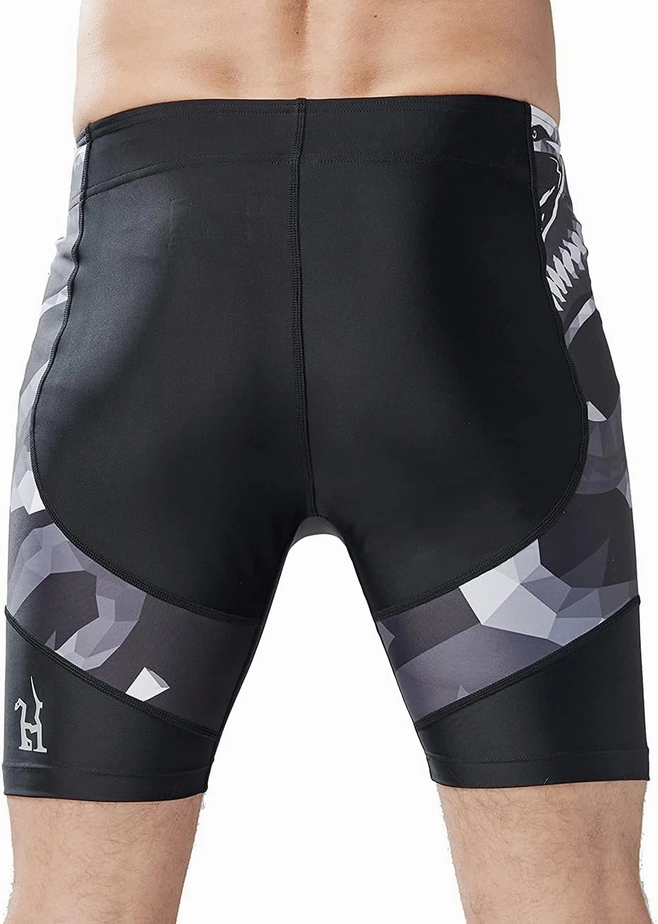 HUGE SPORTS Men's Rash Guard Swim Shorts Compression Swimming Jammer Cool Dry Active Swimsuit Workout Shorts Sports Tights