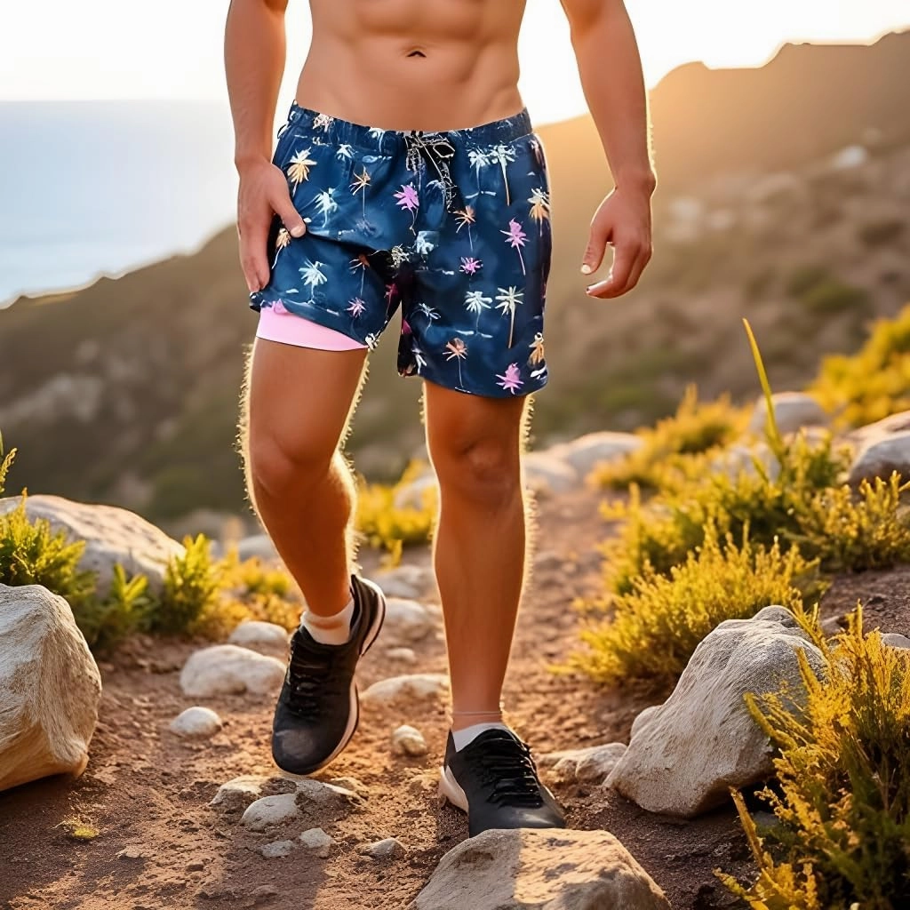 INGEAR Men's Athletic Stretch Workout Shorts Gym Quick Dry Running Trunks Boxer Lining
