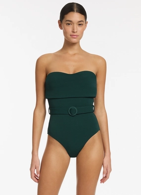 Isla Rib Bandeau One Piece - Forest