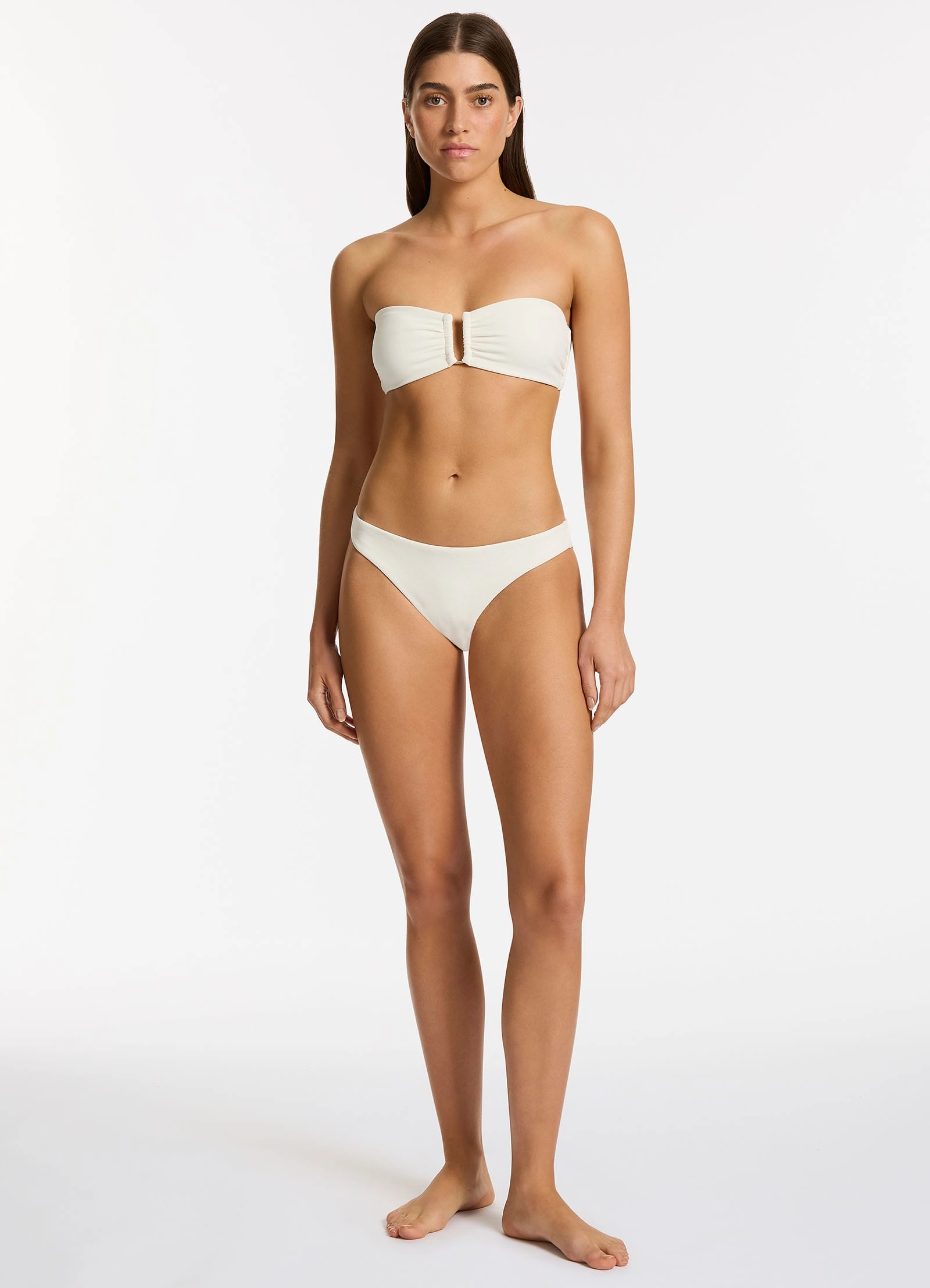 Isla Rib U Trim Bandeau Bikini Top - Cream