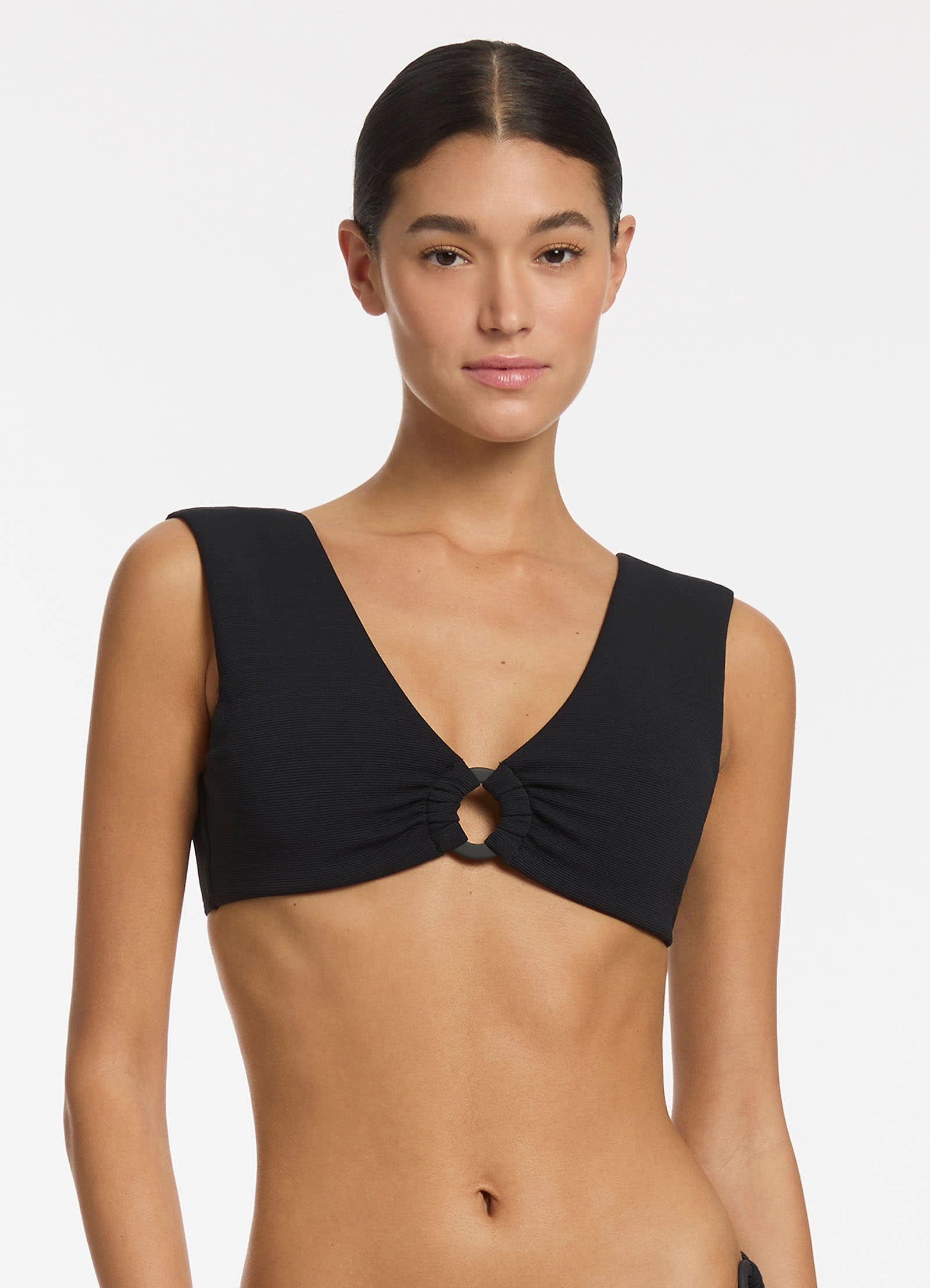 Isla Rib Wide Strap Top - Black