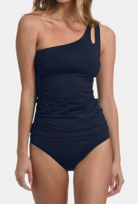 Island Goddess One Shoulder Keyhole Tankini Top In Indigo