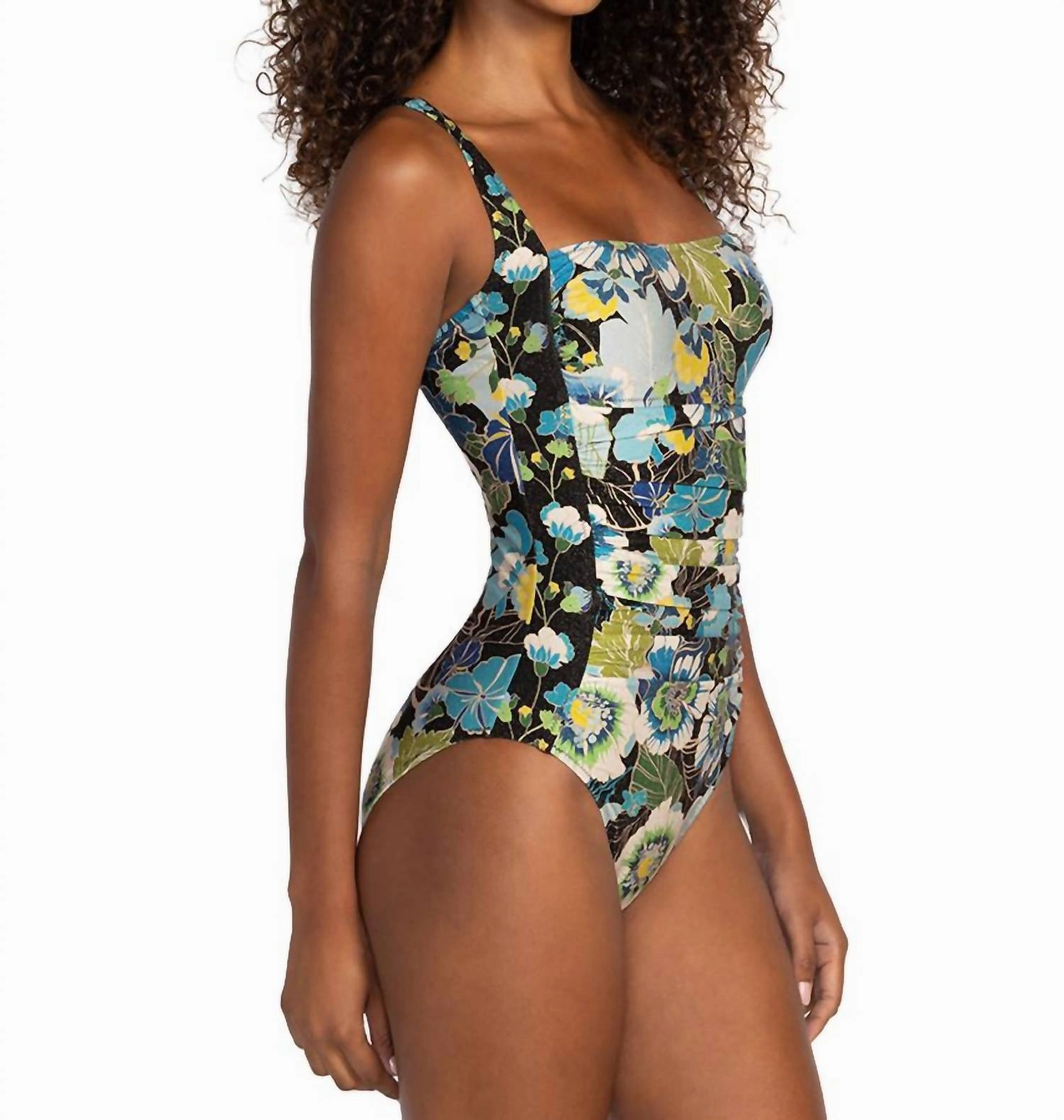 Jenn Ruched One Piece Swimsuit In Multi Floral